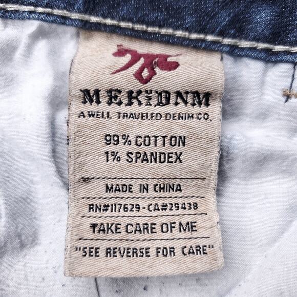 MEK Jeans Men 27x34 Md Blue Moscow Cigarette Straight Leg Embossed Pockets Retro - Picture 10 of 11